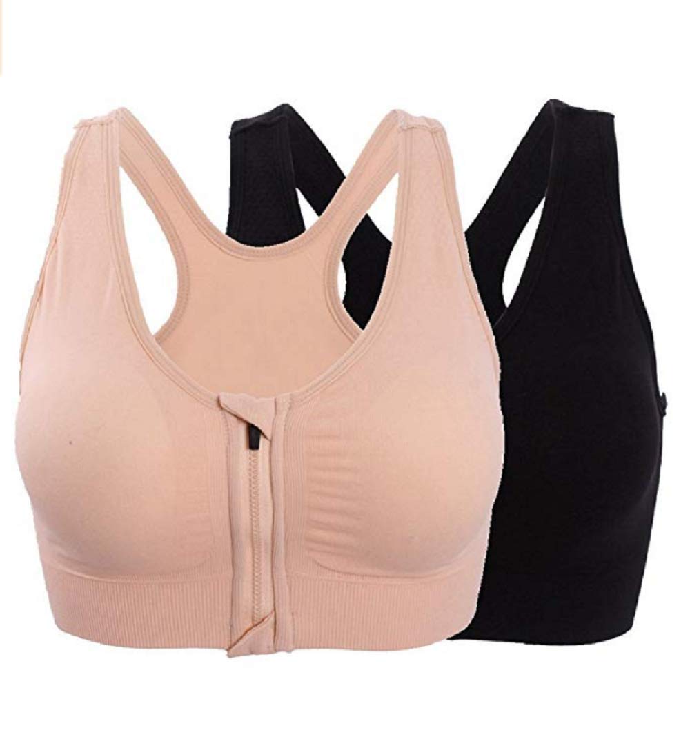 **Wireless Post-Surgery Sports Bra for Women - Seamless Zip Front Yoga Bra Plus Size - Comfortable Support for Active Lifestyles, Gym & Recovery**