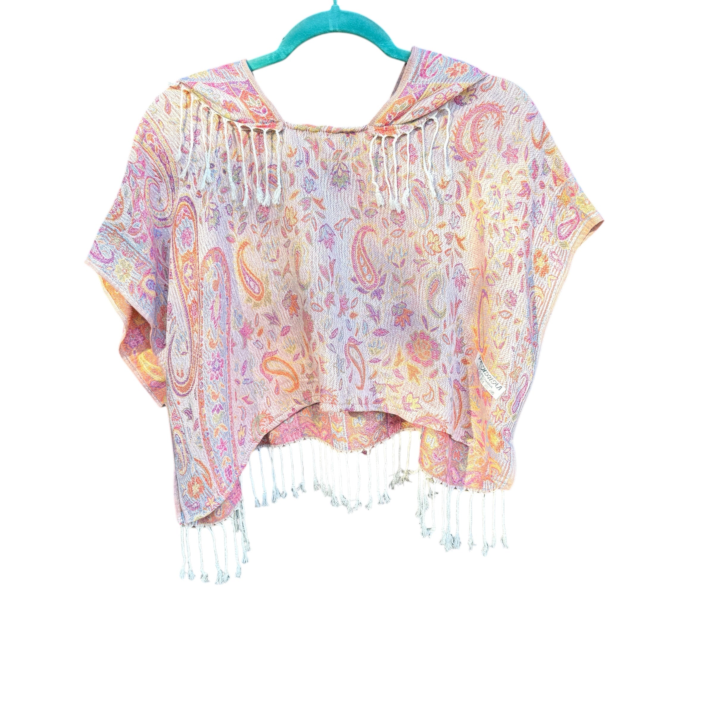 White Garden Pashmina Hooded Crop Top - Stylish Women's Fashion for Casual Wear, Outfits & Layering