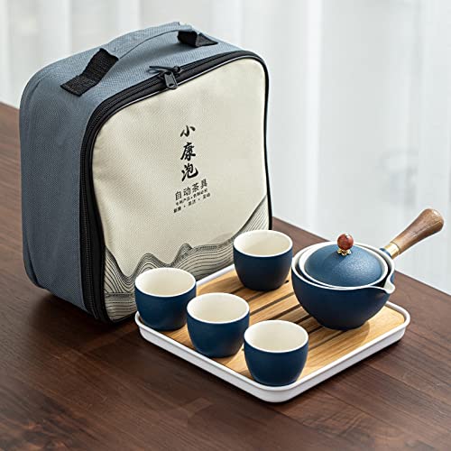 Premium Chinese Gongfu Tea Set - Portable Porcelain Teapot with 360° Rotating Infuser | Complete Travel Tea Kit with Gift Bag | Perfect for Home, Office, Camping & Gifting | Traditional Ceramic Teaware for Tea Lovers