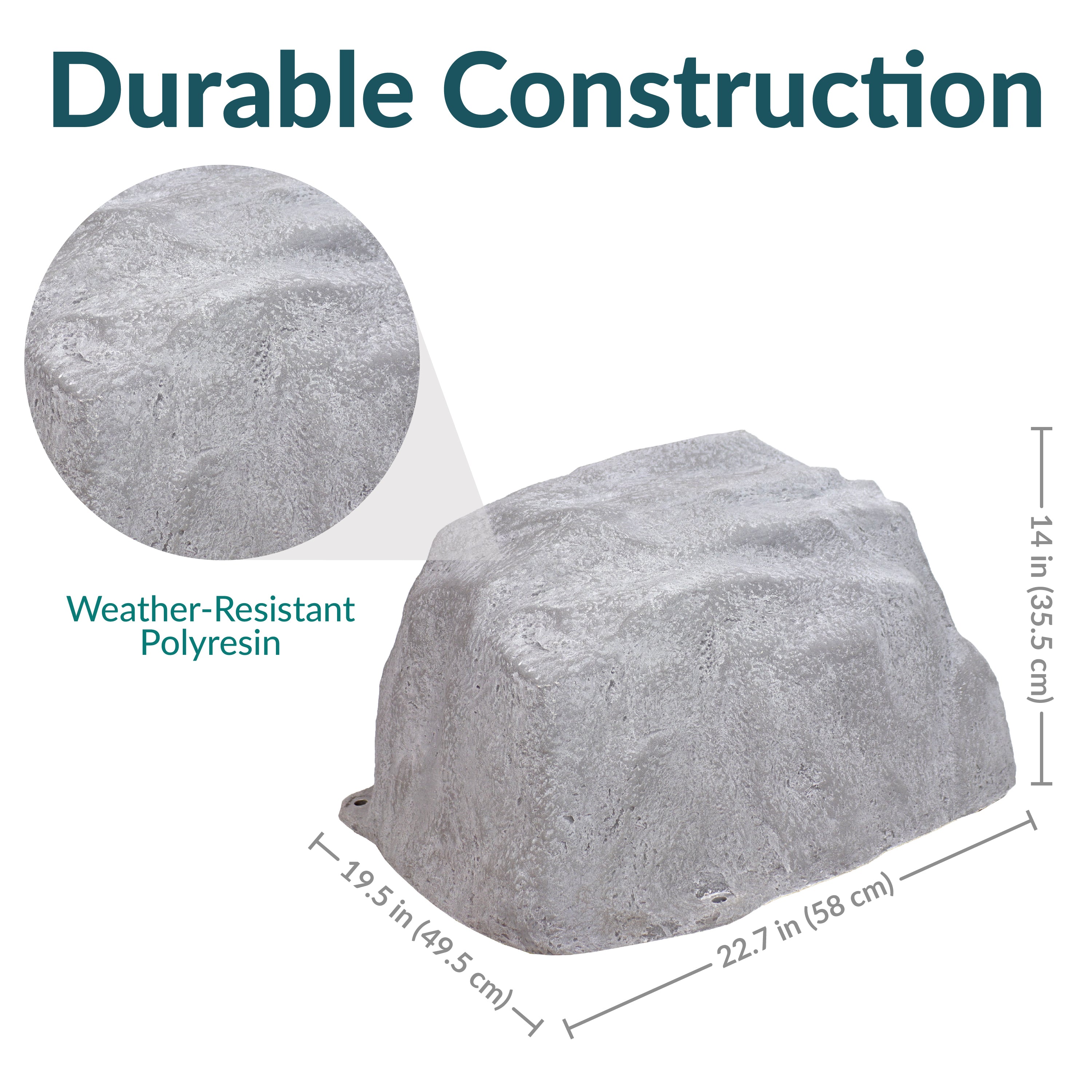 Sunnydaze Low Profile Artificial Landscape Rock Cover with Stakes - Decorative Yard & Garden Camouflage for Utility Boxes, Pipes & Unsightly Objects