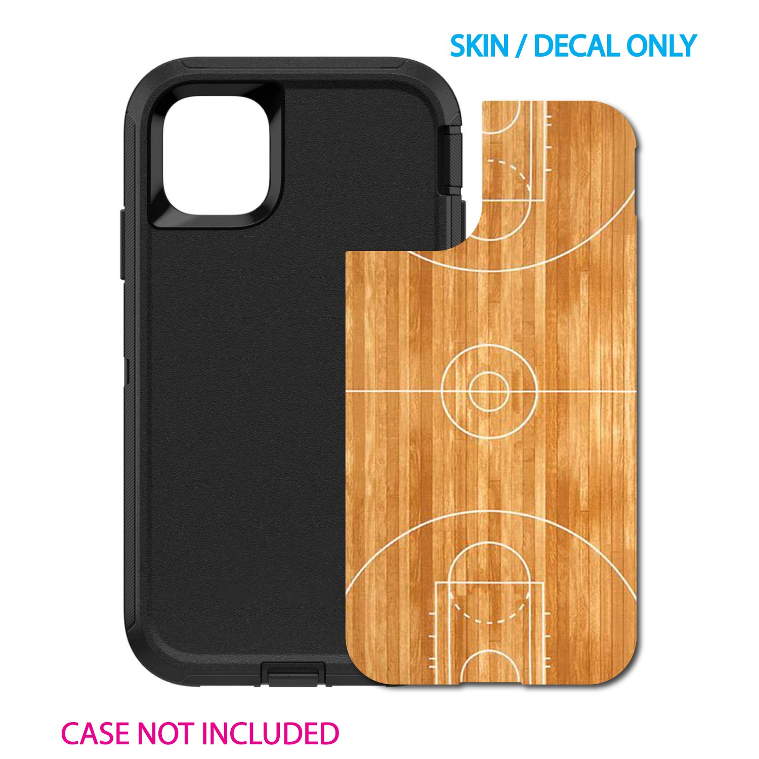 Custom Basketball Court Skin Decal for OtterBox Defender iPhone 11 Case (6.1 Inch) - Premium Vinyl Sticker Protector - Perfect for Basketball Fans, Players & Sports Enthusiasts