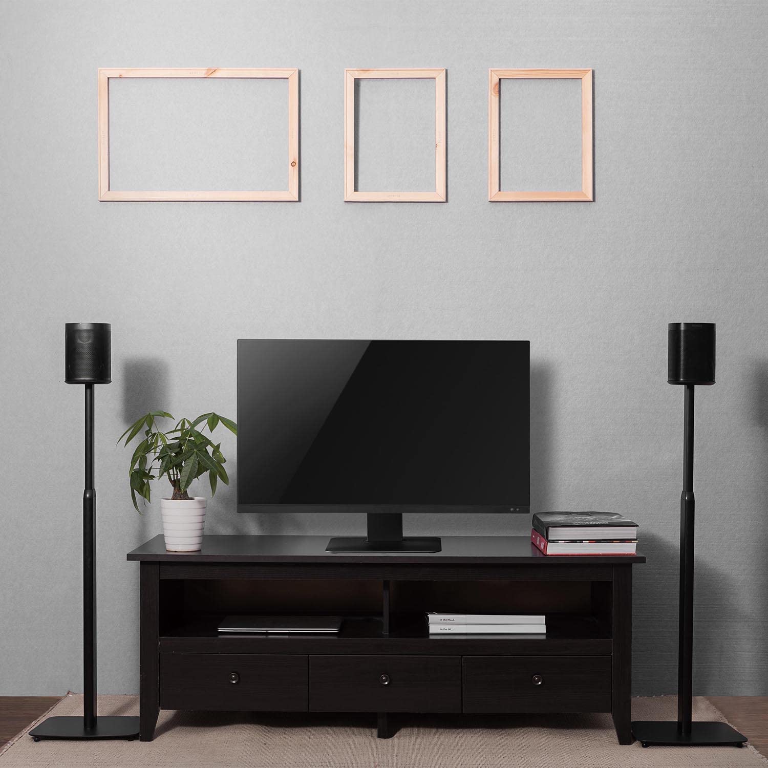 Maclean MC-896 Adjustable Speaker Stand (70-127cm) for Sonos One & One SL - Cable Management System - Perfect for Home Theater, Gaming & Music Listening