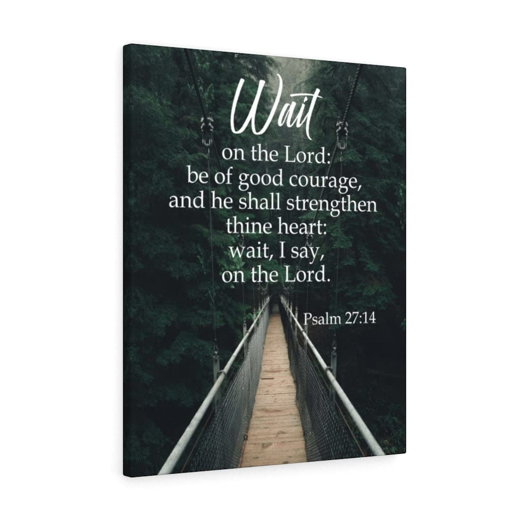 Wait on The Lord Psalm 27:14 Christian Wall Art - Inspirational Bible Verse Print for Home Decor - Perfect for Living Room, Bedroom & Church - Ready to Hang Scripture Gift