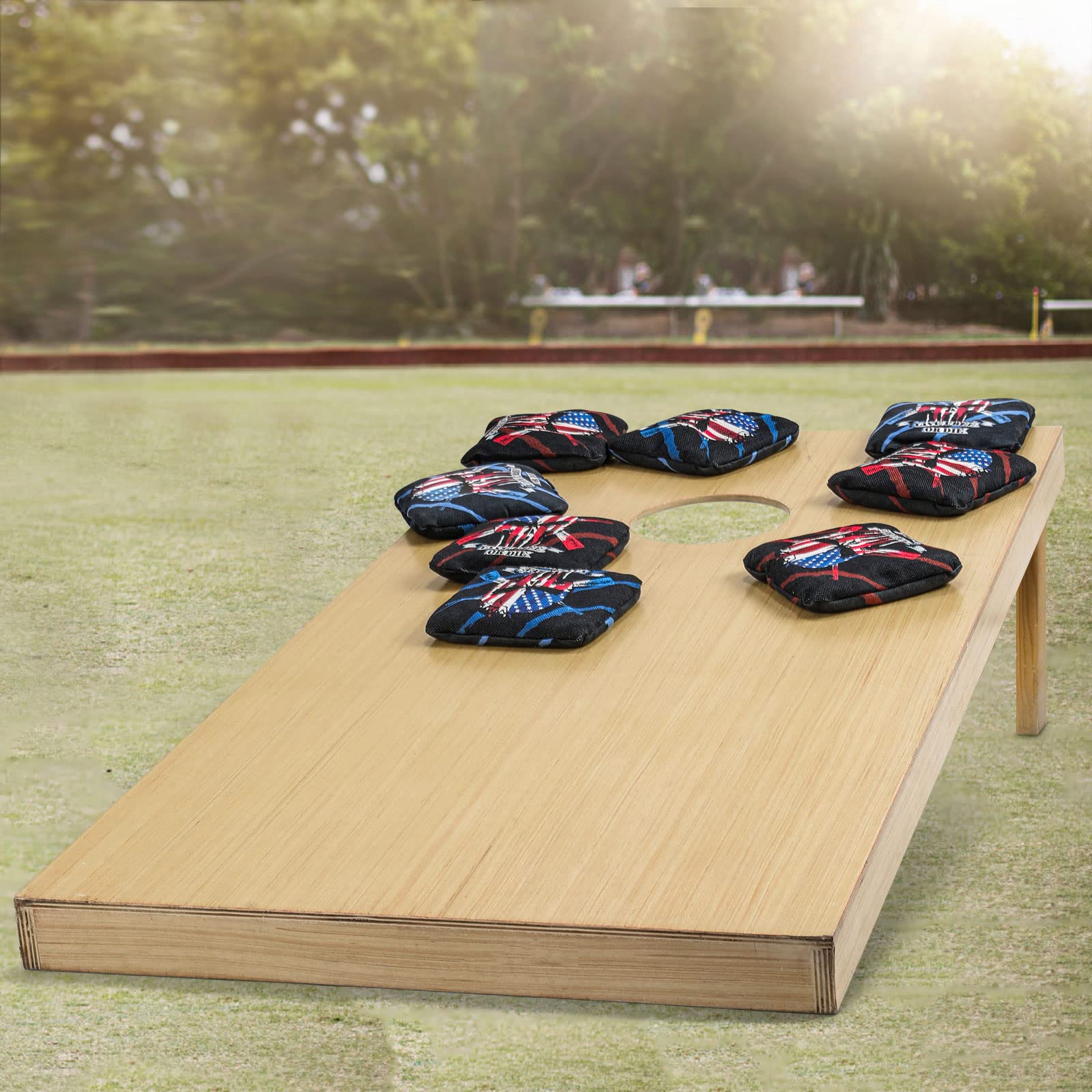 Premium Cornhole Bags Set of 8 - Dual Sided Slick & Stick Bean Bags for Outdoor Toss Games - Weather Resistant & Durable with Convenient Carry Bag - Perfect for Backyard Parties, Tailgating, and Beach Games