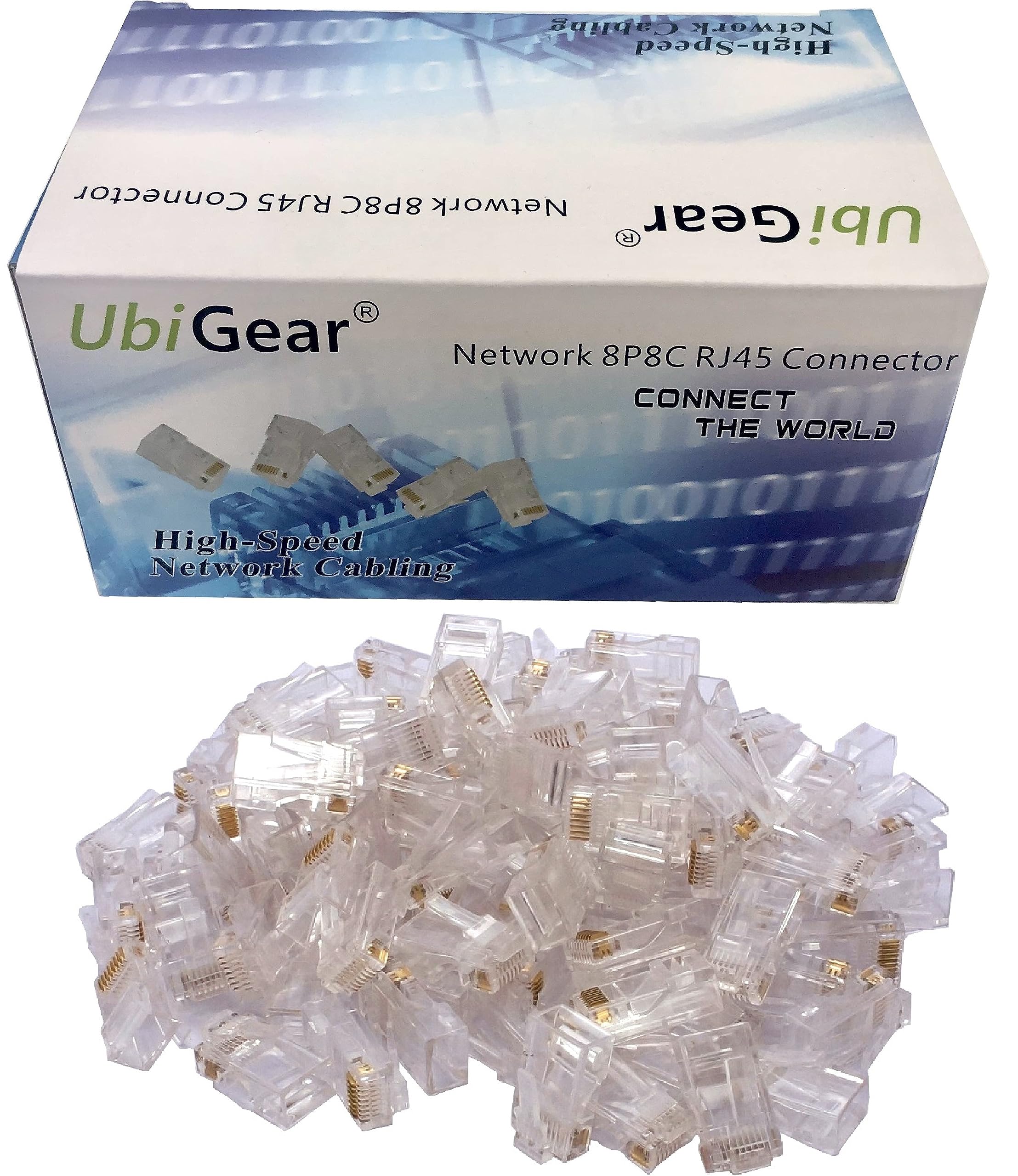 Premium CAT5e RJ45 Pass Through Ethernet Connectors - 50 Pack, Gold Plated for Faster Speeds & Reliable Connections - Ideal for Home Networking, Office Setup & DIY Cable Projects