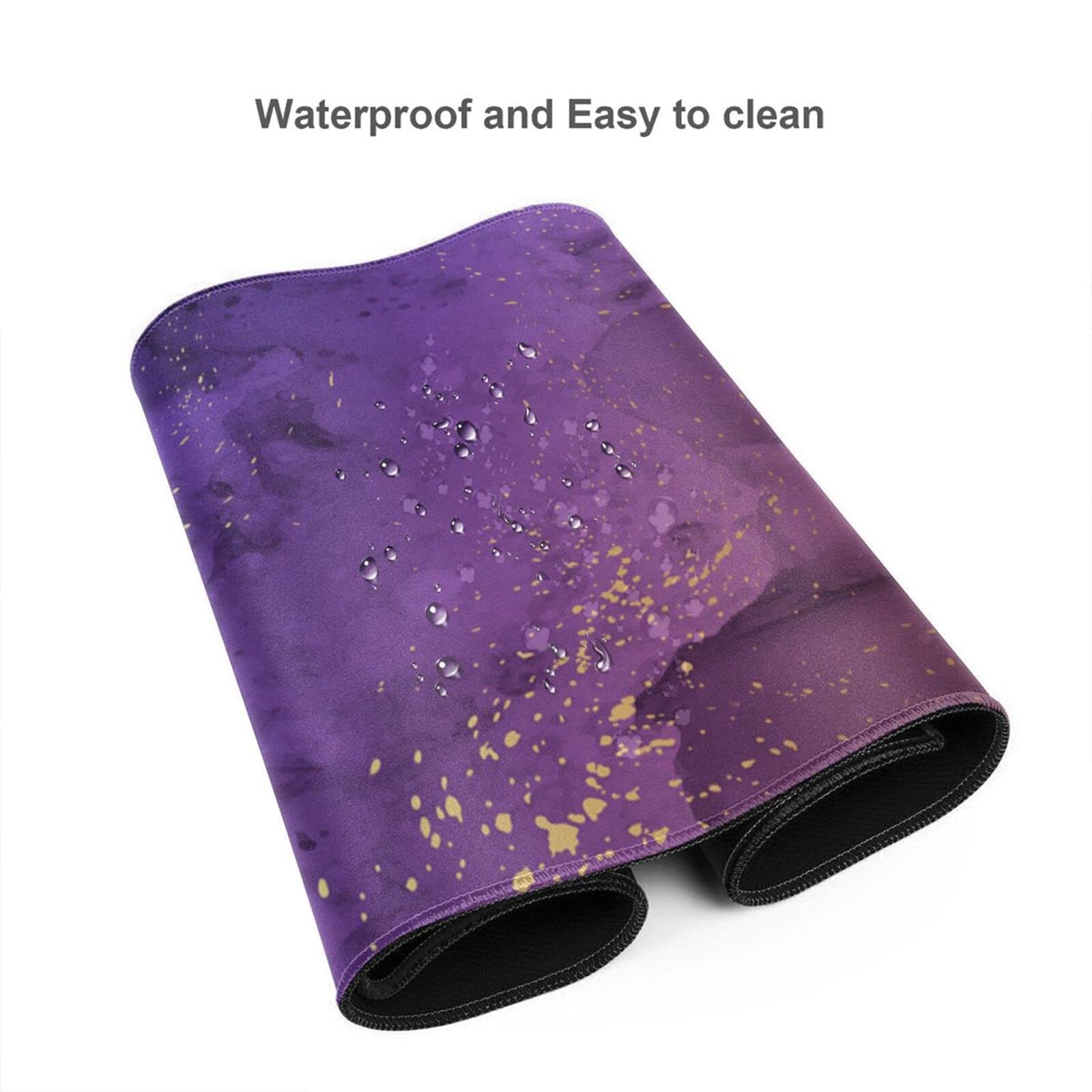 XXL Purple Watercolor Waves Gaming Mouse Pad - 35''×15.7''×0.12'' Non-Slip Desk Mat with Stitched Edges for Office, Computer & Keyboard | Perfect for Gamers, Graphic Designers & Home Office Workspace