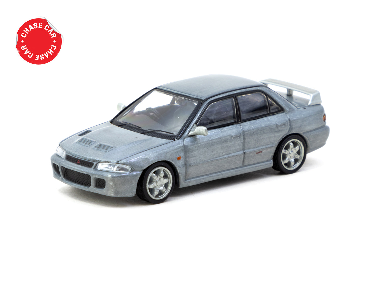 Tarmac Works 1/64 Scale Mitsubishi Lancer GSR Evolution Silver Special Edition Diecast Model Car with Tarmac Cards - Collectible Miniature for Display, Racing Enthusiasts & Diecast Collectors