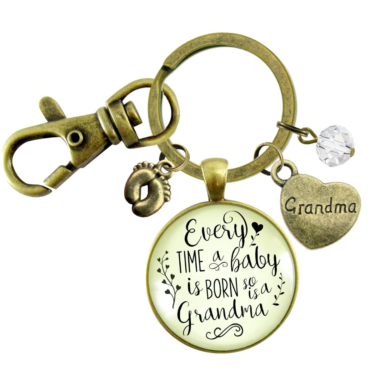 Personalized Pregnancy Announcement Keychain for Grandma - Engraved Grandmother Gift to Reveal New Baby - Perfect for Baby Shower, Gender Reveal & Grandparent Gifts