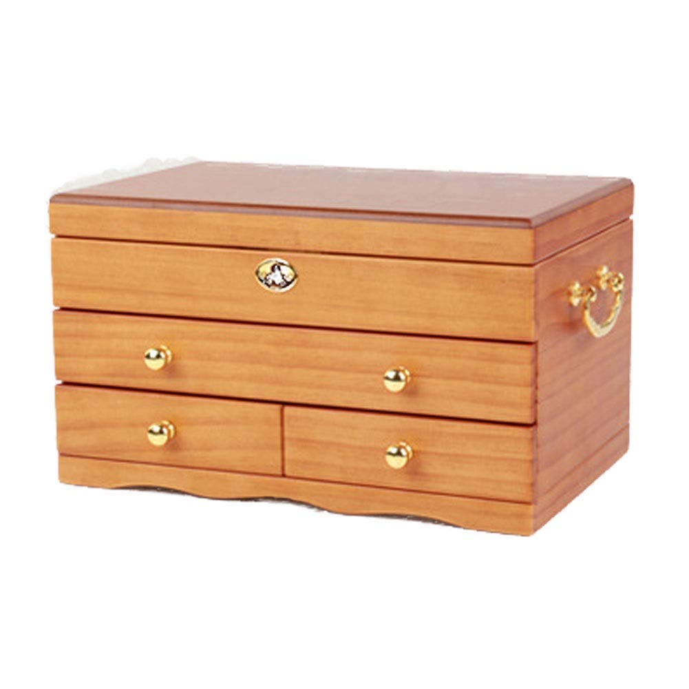 Vintage Wooden Jewelry Box for Women - Chinese Style Antique & Wood Color Jewelry Storage Organizer - Perfect for Home Decor, Gift Giving & New Year Presents