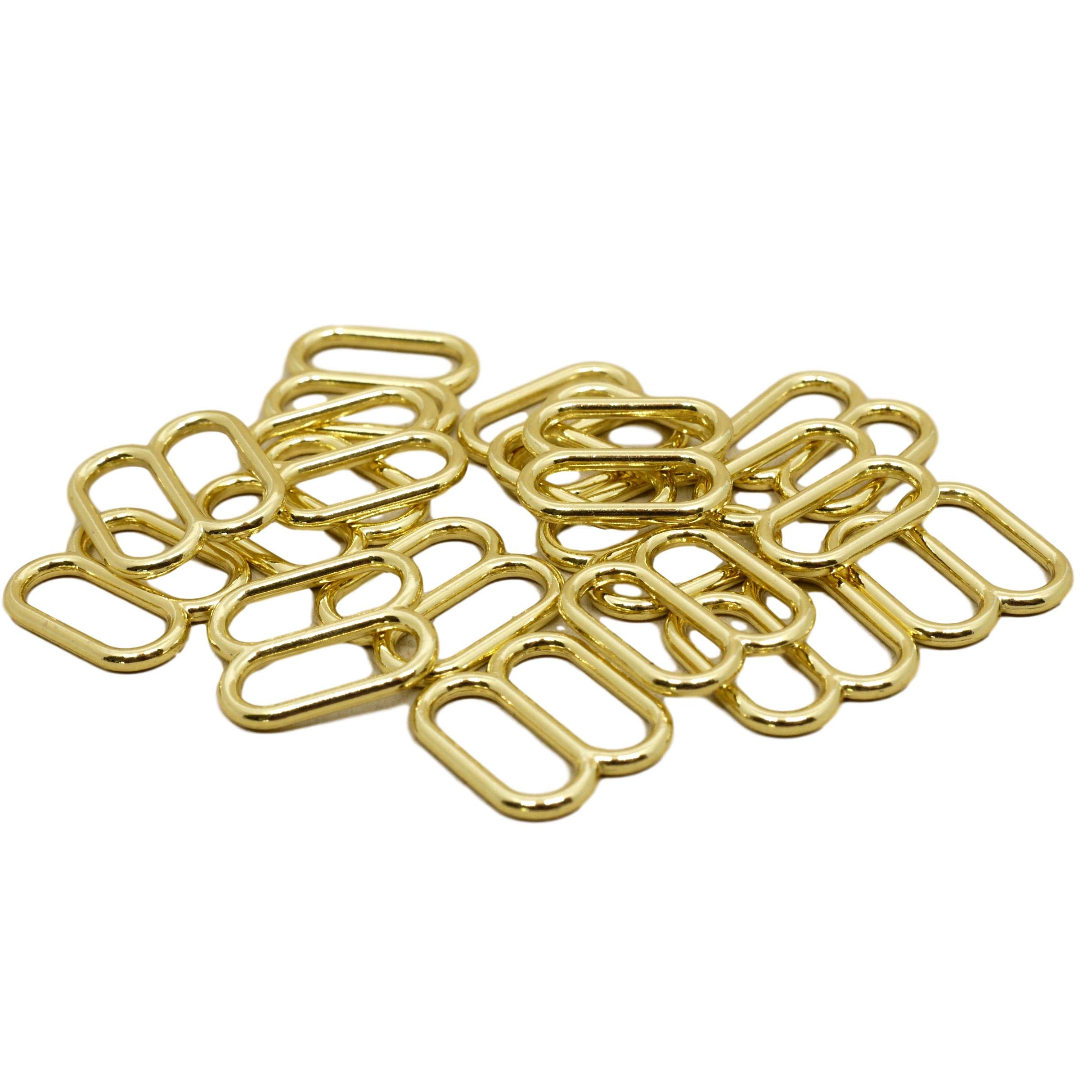 Premium 5/8 Inch (16mm) Wide Gold Metal Alloy Slides for DIY Bra Straps - Bulk Pack of 100 Pieces - Adjustable Bra Strap Sliders for Lingerie, Swimwear & Clothing Accessories