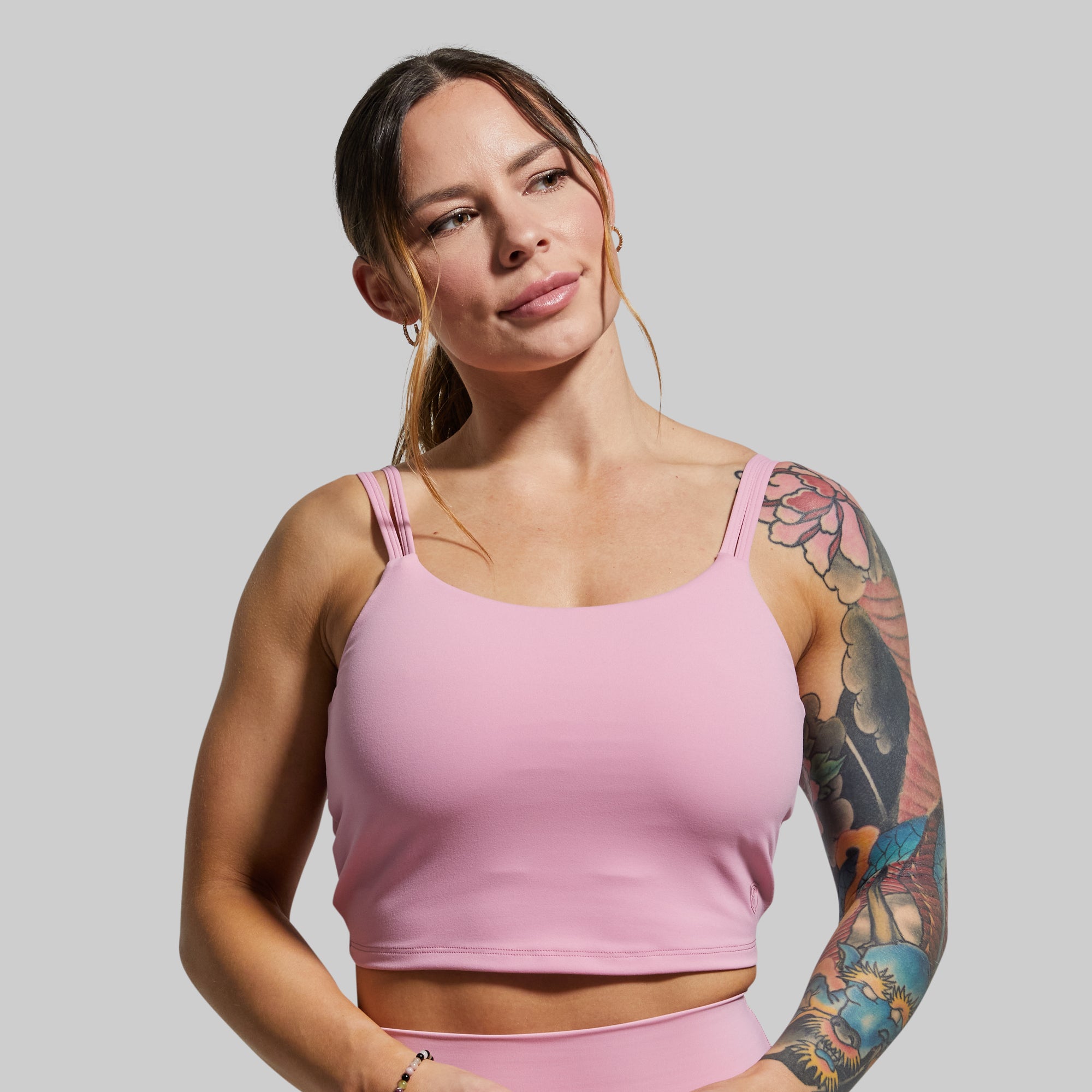 High Support Don't Get It Twisted Sports Bra - Mystic Pink for Yoga, Running & Gym Workouts