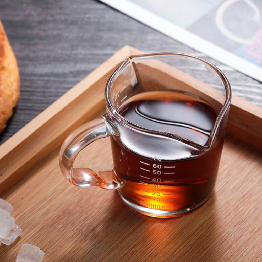 YXDZ Creative Double Spout Glass Measuring Cup - Heat Resistant, Transparent, Round for Kitchen, Baking & Coffee - Perfect for Milk, Coffee, Drinks & Breakfast Prep