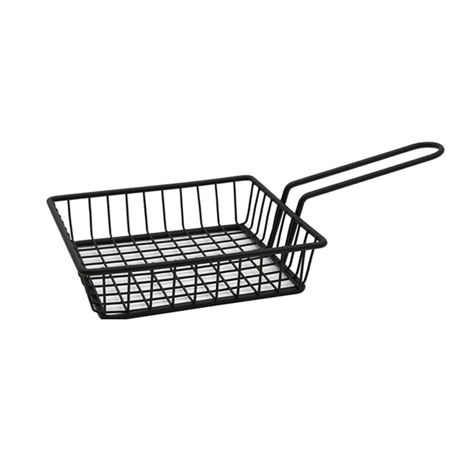 Stainless Steel Deep Fry Basket with Handle - Square Black French Fries Basket for Chicken Nuggets, Snacks & Chips | Perfect for Home Cooking, Restaurants & Fast Food Shops
