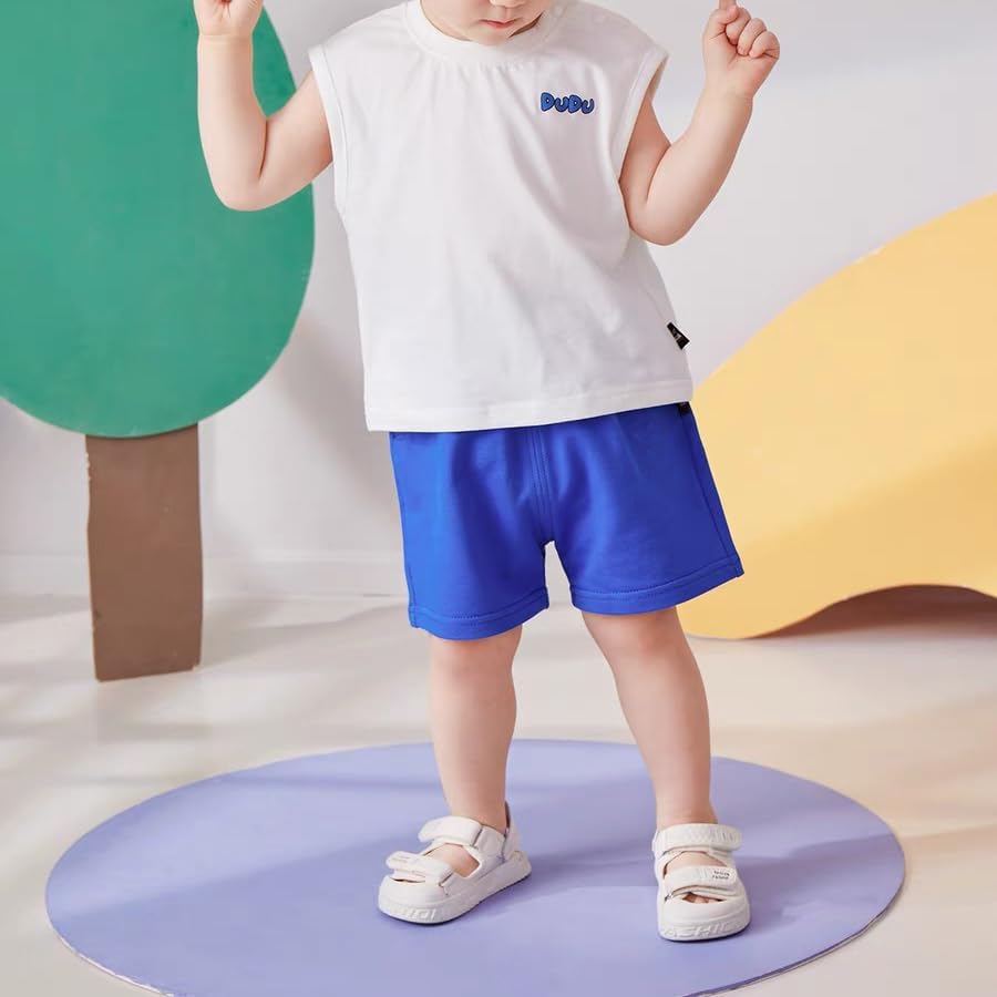 **Boys' Elastic Waist Cotton Shorts for Toddlers - Soft & Comfortable Pull-On Summer Short Pants - Perfect for Playtime, Beach, and Outdoor Activities**