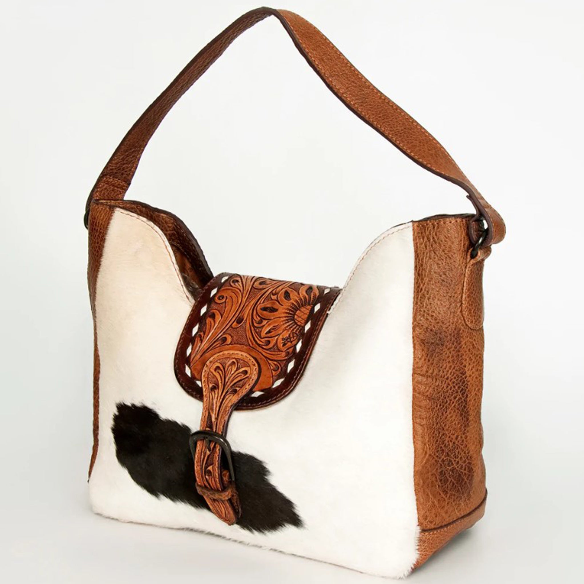 American Darling Bomber Genuine Leather & Cowhide Shoulder Bag for Women - Stylish Crossbody Purse for Travel, Work & Everyday Use