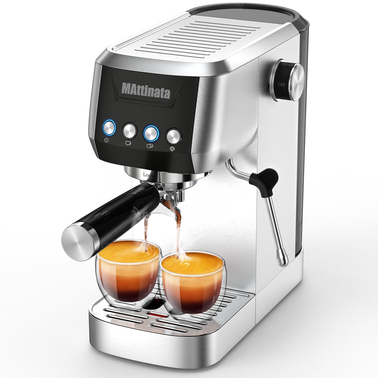 20Bar Compact Espresso Machine with Steam Milk Frother - Stainless Steel Coffee Maker for Cappuccino & Latte - Perfect for Home and Office Use - Mattino Ultra Espresso Maker for Coffee Lovers