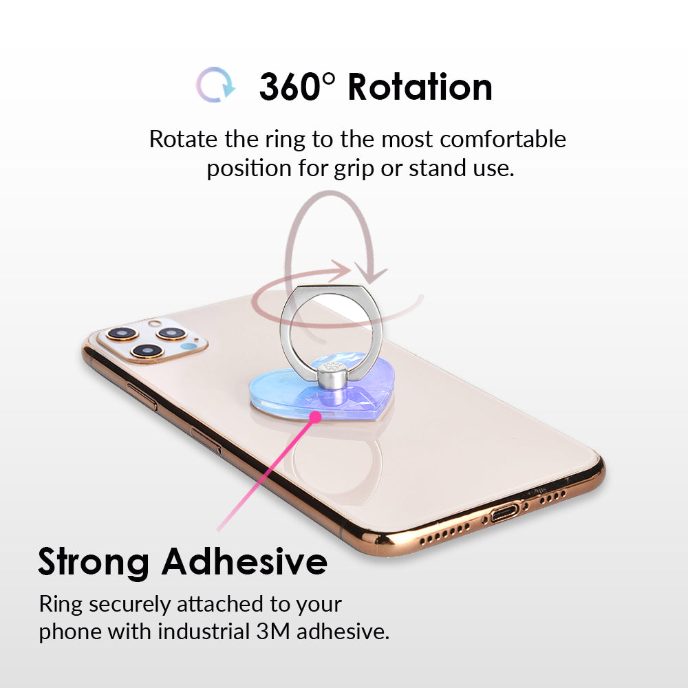 Blue Opal Quartz Phone Ring Holder - Elegant & Durable Grip for Smartphones - Perfect for Hands-Free Use While Driving, Working, or Watching Videos