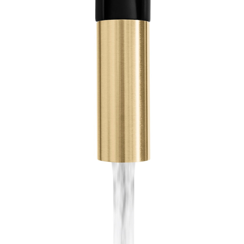 ZLINE Autograph Edition Sierra Pull Down Spring Single Handle Kitchen Faucet in Matte Black & Champagne Bronze - High Arc Commercial Style for Modern Farmhouse & Industrial Kitchens (SRA KF ZMBCB)