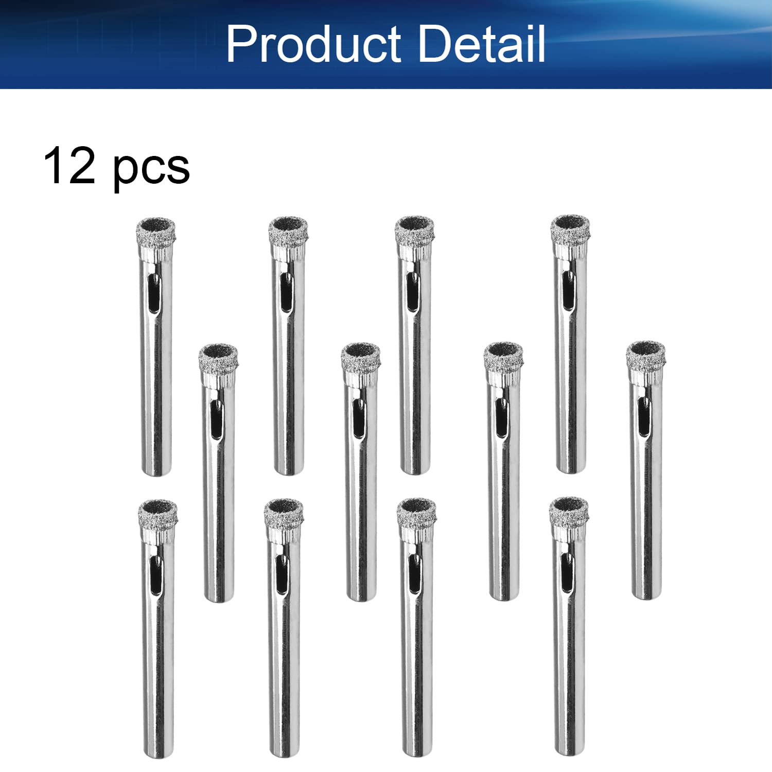 Premium 6mm Diamond Drill Bits Set - 12PCS Hollow Core Hole Saw for Glass, Ceramics, Porcelain, Tile & Marble - Diamond Coated for Precision Drilling - Perfect for DIY Projects, Home Renovation & Craft Work