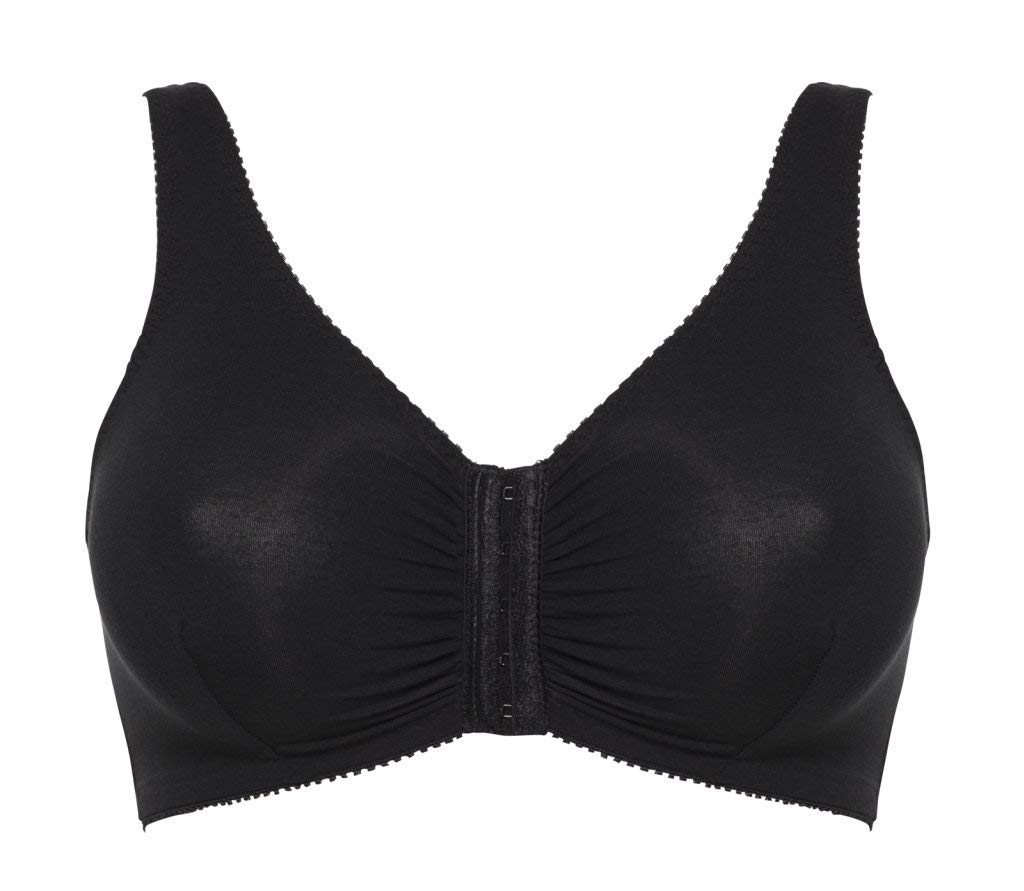 Ulla Classics Women's Front Hook Bra 1263 Black | Comfortable Supportive Underwire Bra for Everyday Wear | Perfect for Work, Yoga & Lounge