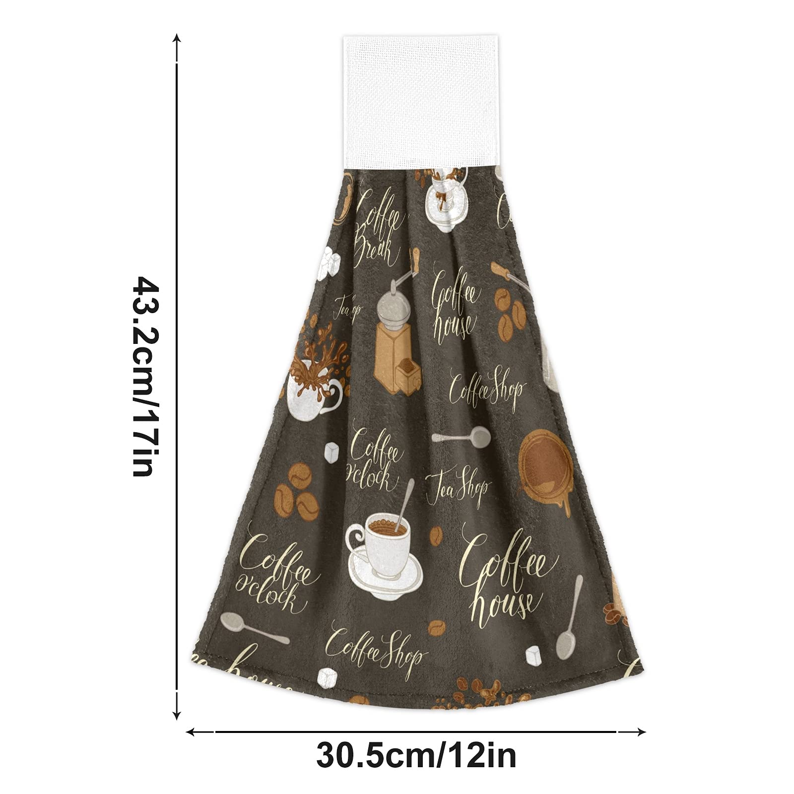 Premium Tea & Coffee Theme Kitchen Hanging Towels Set - 2-Pack Soft Absorbent Dish Cloths for Cafe, Tea Bar & Home Decor - Perfect for Kitchen, Bathroom & Laundry Room Use