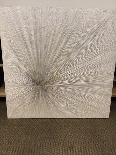 48 x 48 Inch Metallic Starburst Wall Art Prints - Modern Home Decor for Living Room, Bedroom & Office | Gold & Silver Geometric Wall Decor