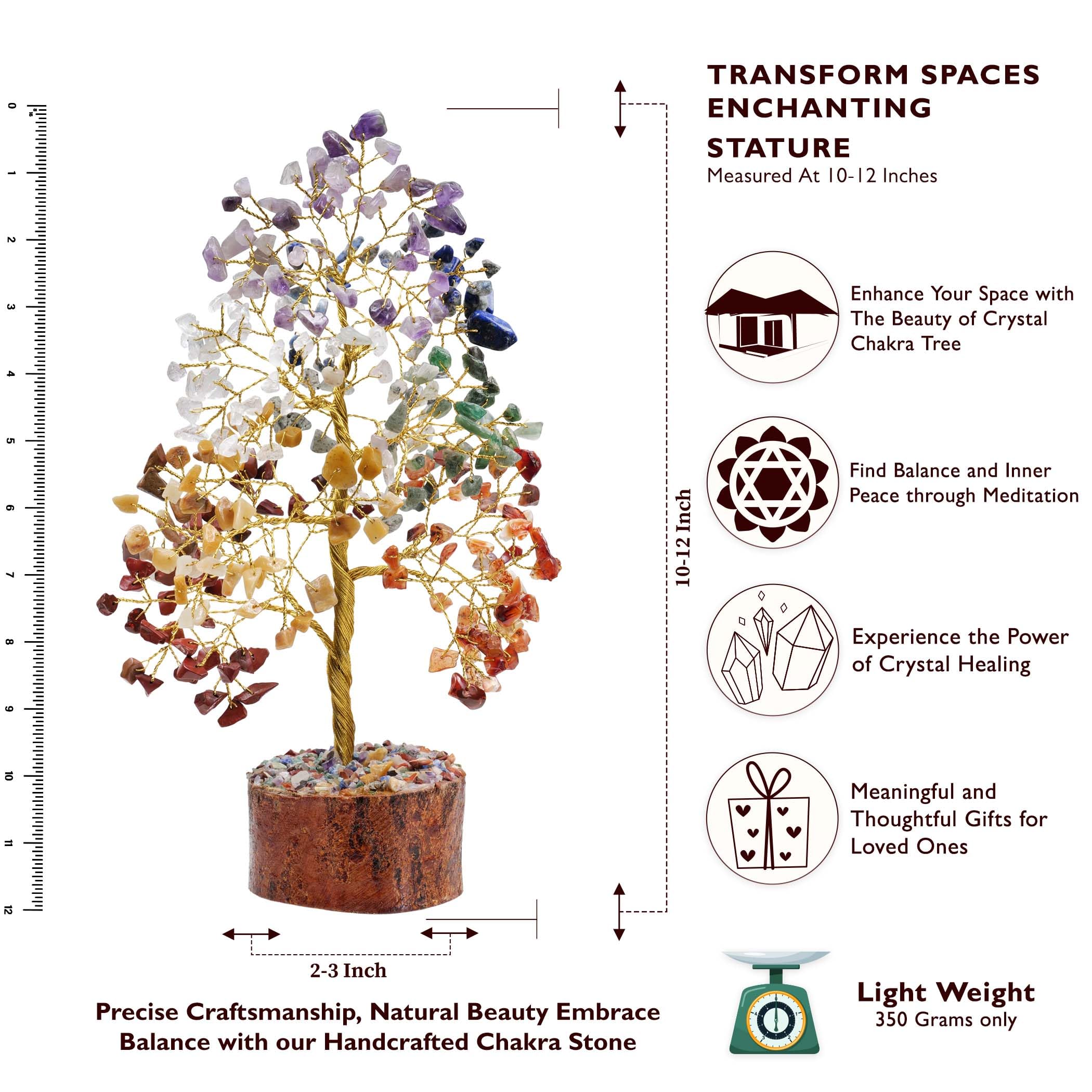 7 Chakra Crystal Tree for Positive Energy - Spiritual Healing Gift for Women, Housewarming, Office & Meditation Decor - Perfect for Yoga, Reiki, Feng Shui & Home Blessing