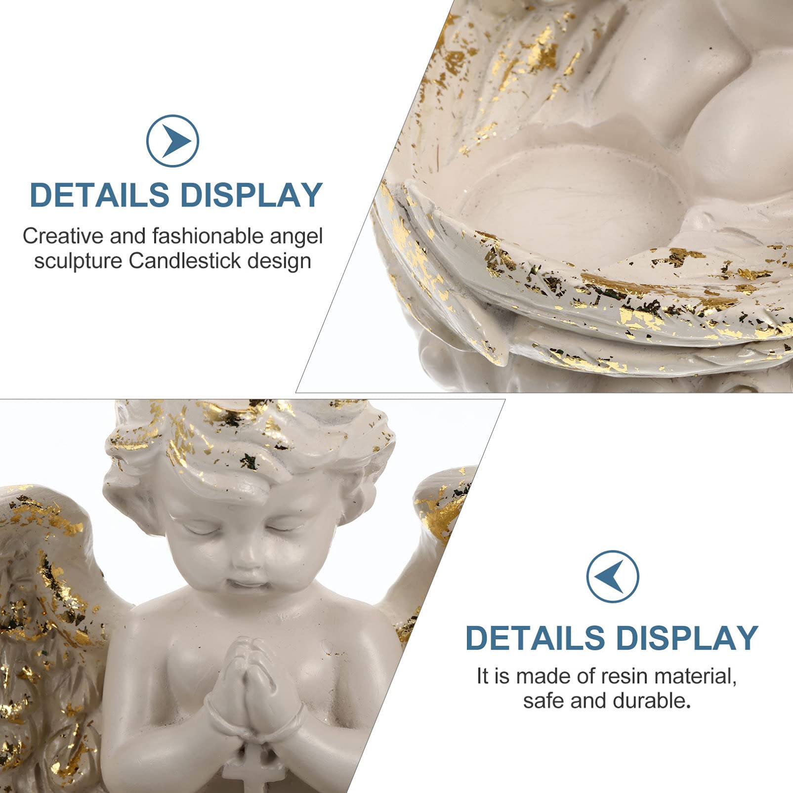 Veemoon Angel Wings Tealight Candle Holder - Decorative Prayer Figurine for Home, Wedding, Church & Baptism Decor - Memorial Keepsake Gift for Spiritual Spaces