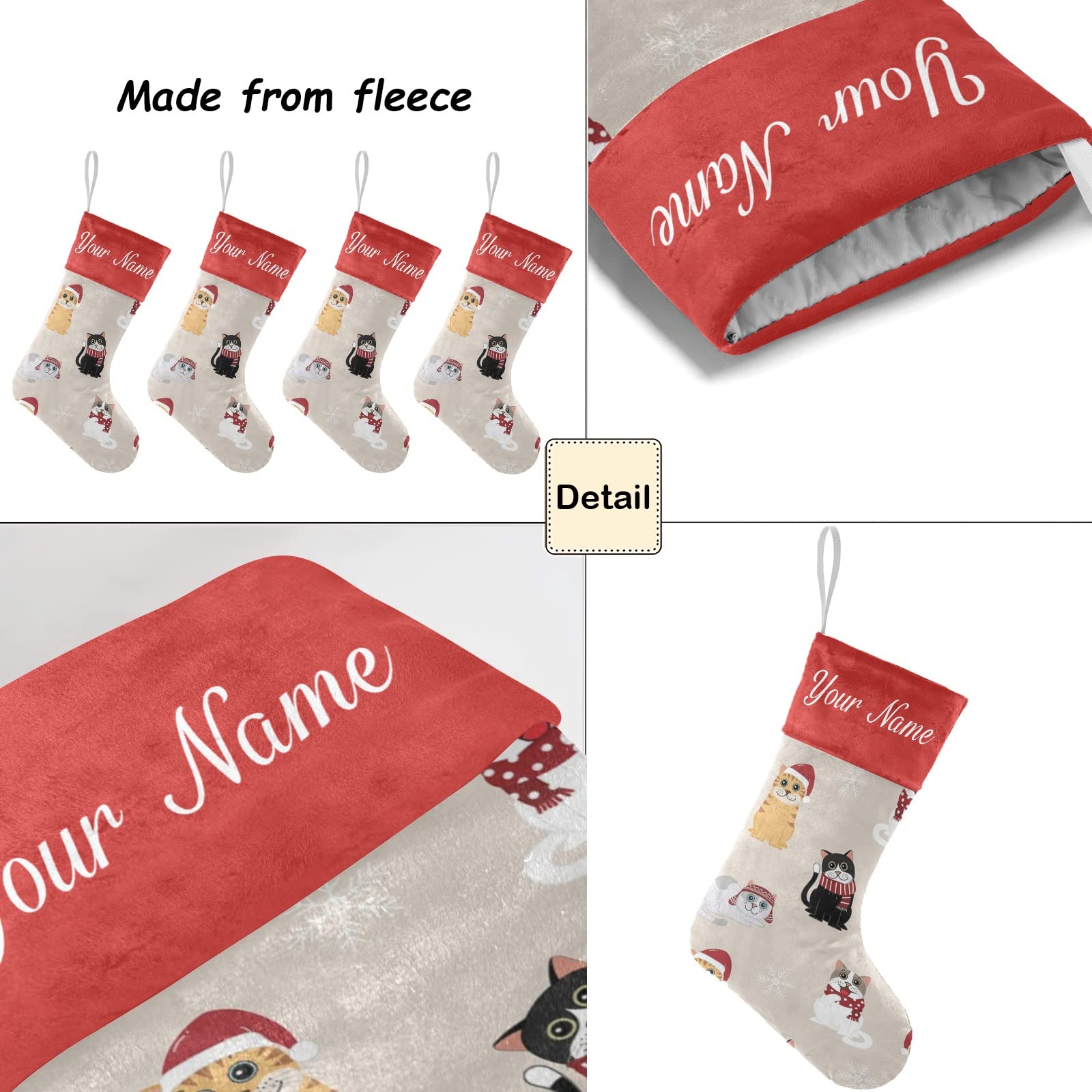 Personalized Christmas Stockings for Cats & Dogs - Custom Name Pet Xmas Socks, 17.52 x 7.87 Inch - Perfect Holiday Gift for Pets & Pet Lovers, Great for Fireplace Decor & Christmas Photo Props