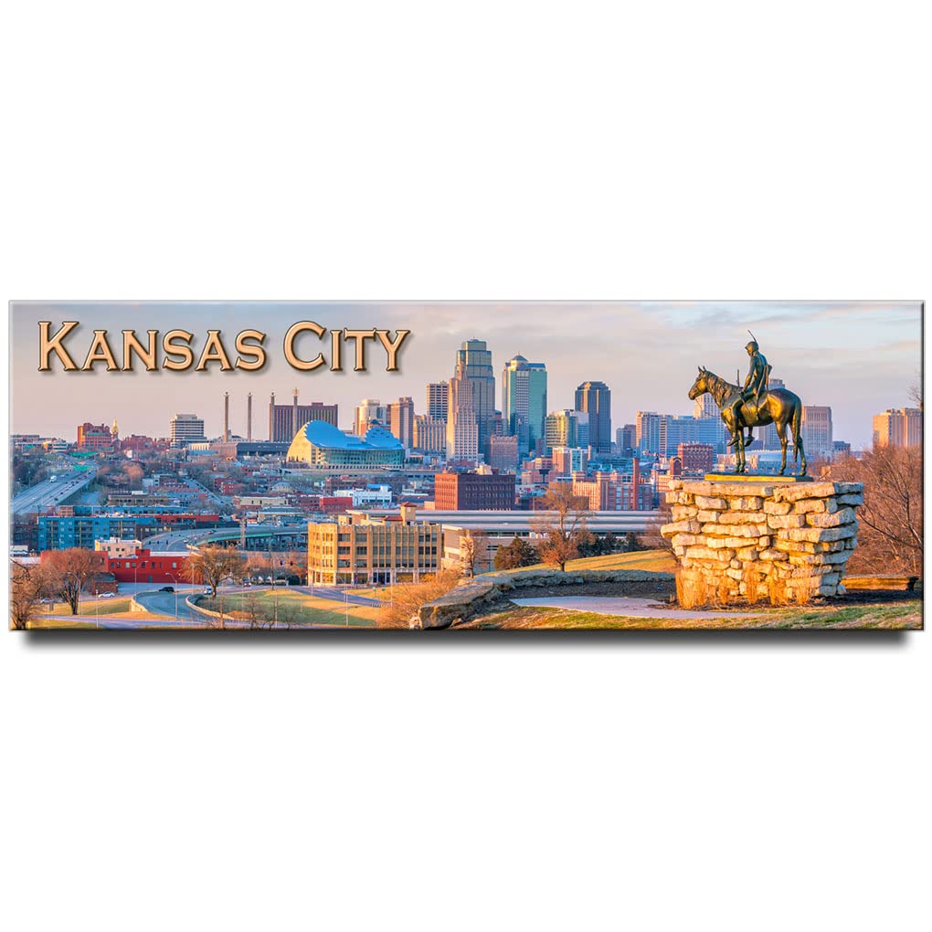 Kansas City Panoramic Fridge Magnet - Missouri Travel Souvenir & KCMO Skyline Gift - Perfect for Refrigerators, Lockers & Travel Scrapbooks