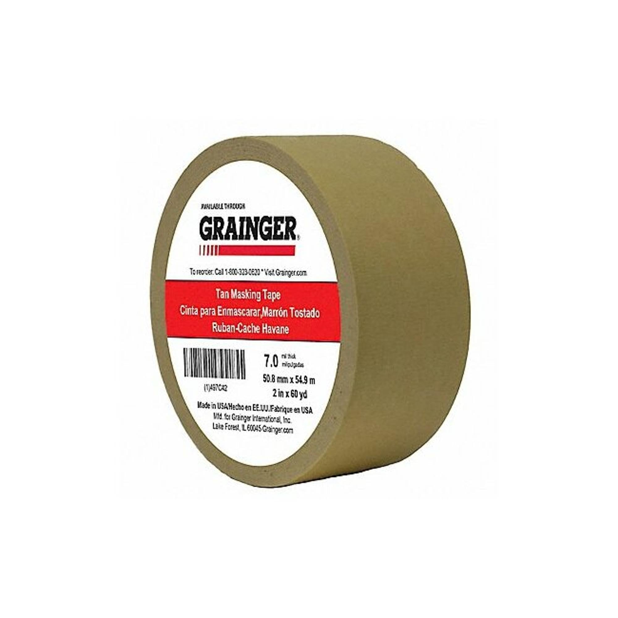 2 Inch x 60 Yard Masking Tape - 7 Mil Thick with Strong Rubber Adhesive (TC450-1) - Ideal for Indoor Painting, Crafts, and DIY Projects