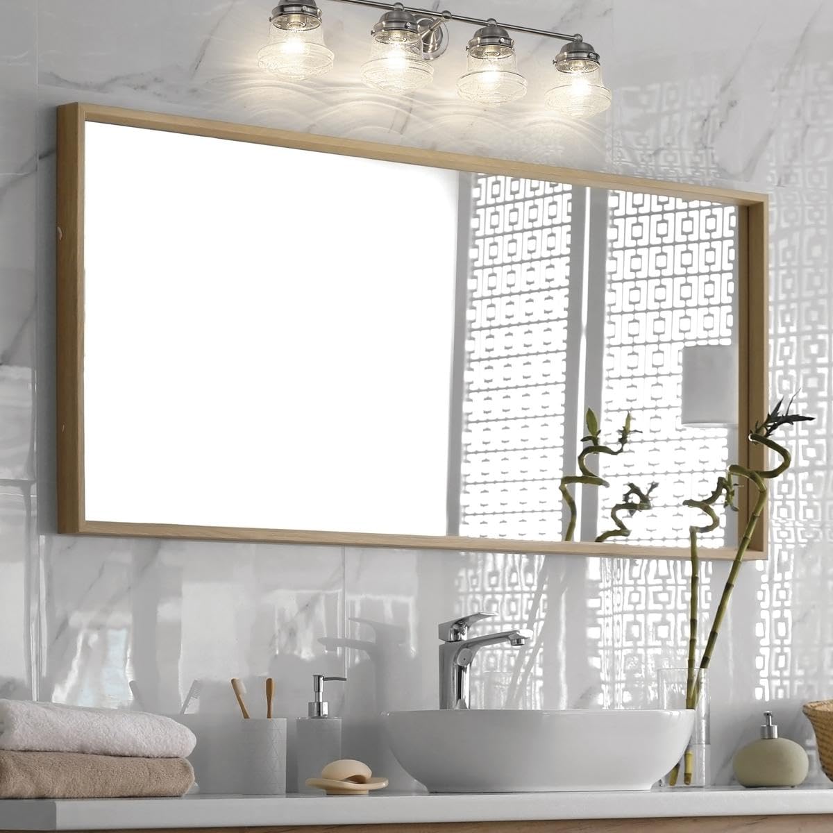 Z-Lite 4-Light Bathroom Vanity Light Fixture 736-4V-BN - Modern Lighting for Bathroom, Powder Room & Dressing Area