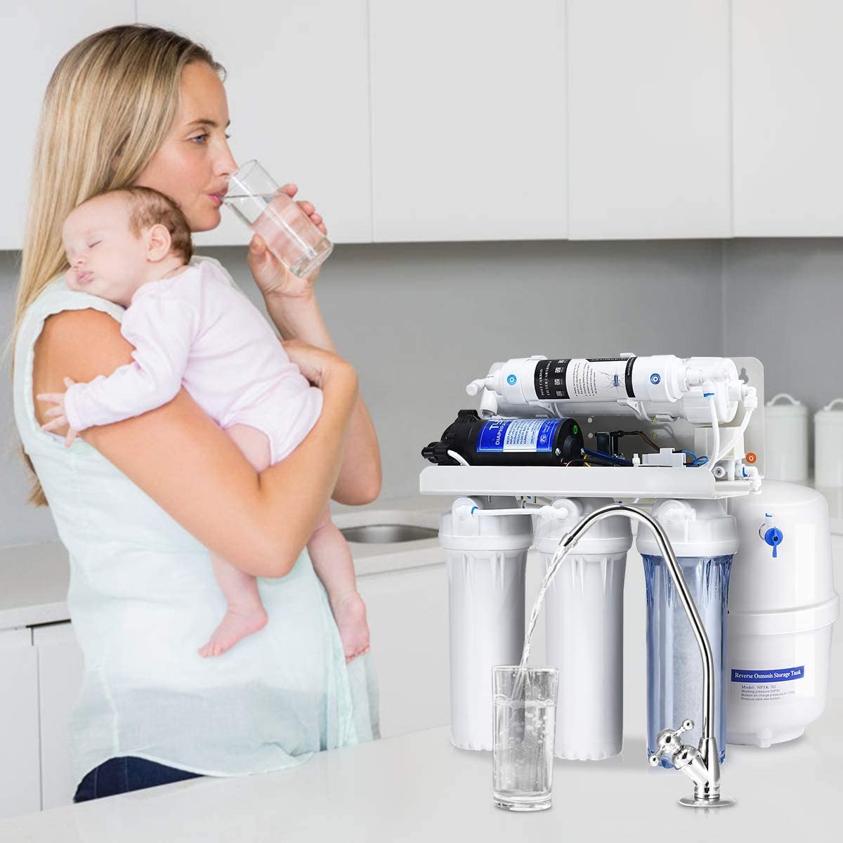 Goplus 5-Stage Ultra Safe Reverse Osmosis Drinking Water Filtration System - Under Sink Water Purifier for Home, Kitchen, RV & Office Use