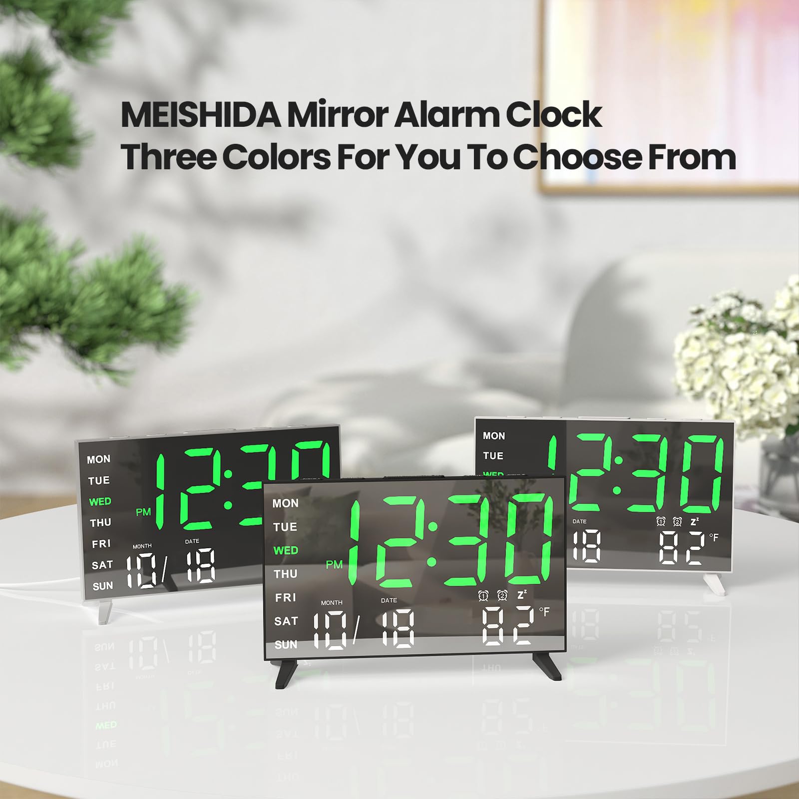 Digital Alarm Clock for Bedrooms - Small LED Mirror Desk Clock with Dual Alarms, Snooze, 4 Brightness Levels & USB Ports | 12/24H Format, Perfect for Kids & Adults (Black) - Ideal for Nightstands, Home Offices & Dorm Rooms