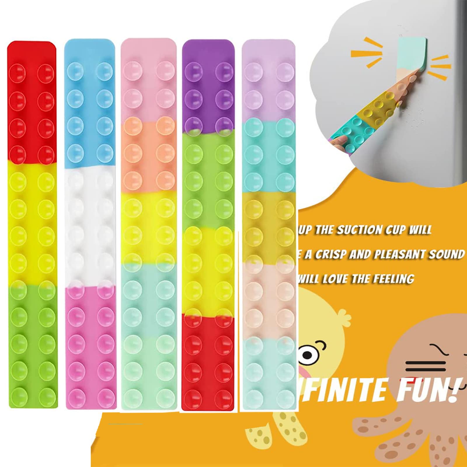 5 Pack Squid Pop Fidget Toys - Stress Relief Sensory Toys for Kids & Adults, Anxiety Relief, ADHD, Autism - Quiet Pop It Sensory Fidgets for Office, School, Travel (2022 New Design)