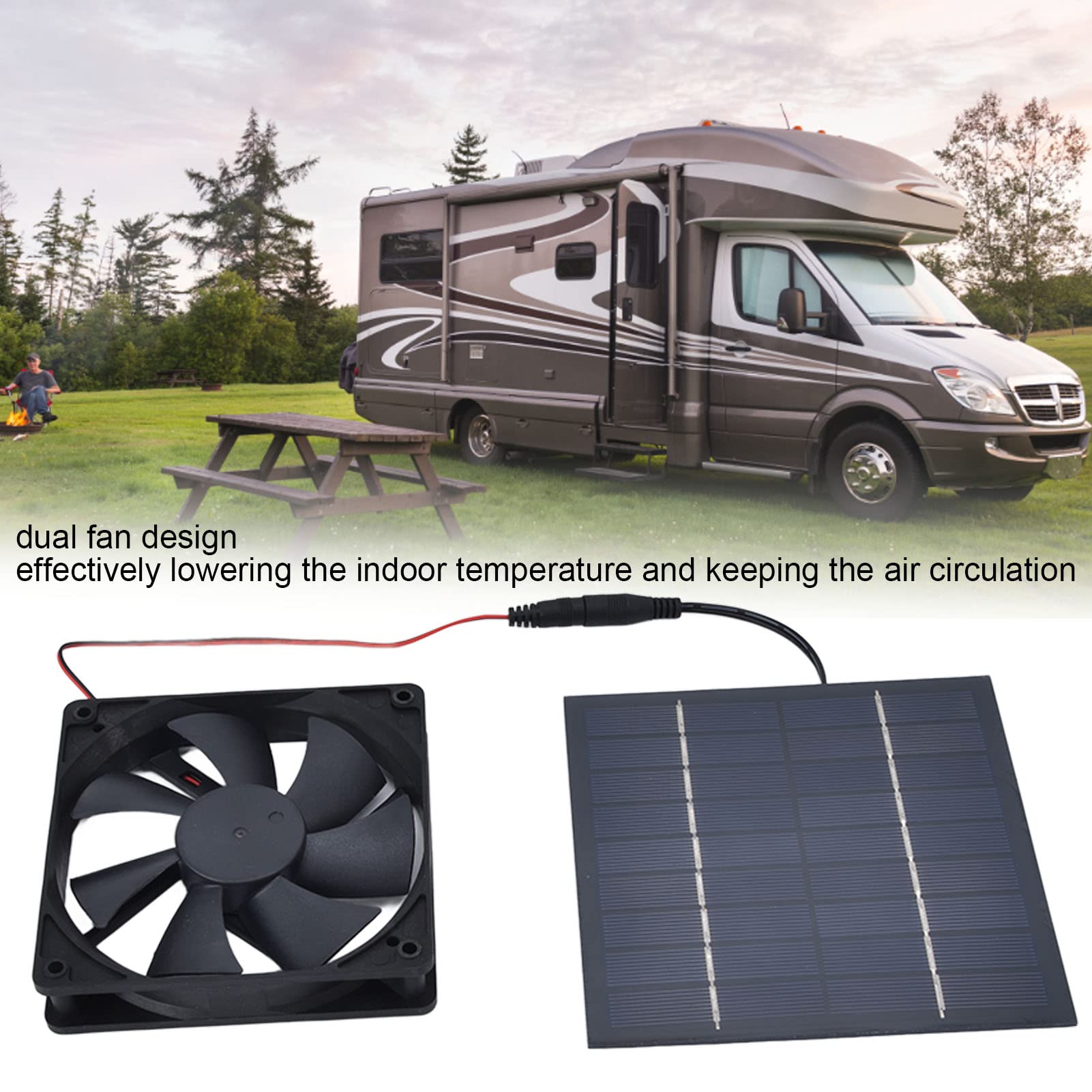 Solar Powered Exhaust Fan 10W 12V 2A - Waterproof Wall Mount Ventilation Fan with Dual Cooling Fans - Portable Solar Panel Fan Kit for Chicken Coop, Greenhouse, Dog House, RV, Shed & Home Ventilation