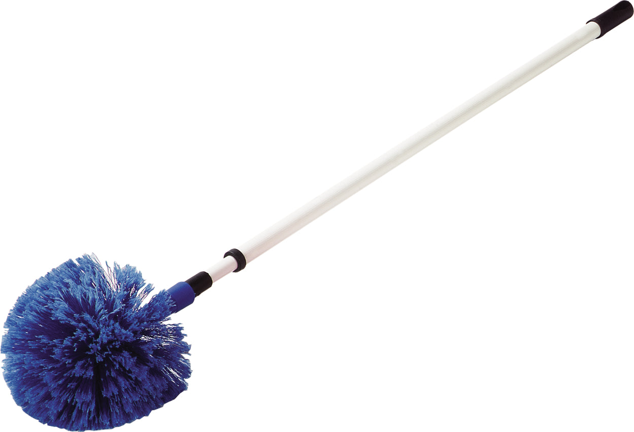 Flo Pac® Round Duster with Soft Flagged PVC Bristles - Blue (1 Pack) - Perfect for Dusting Furniture, Ceiling Fans, and Hard-to-Reach Areas
