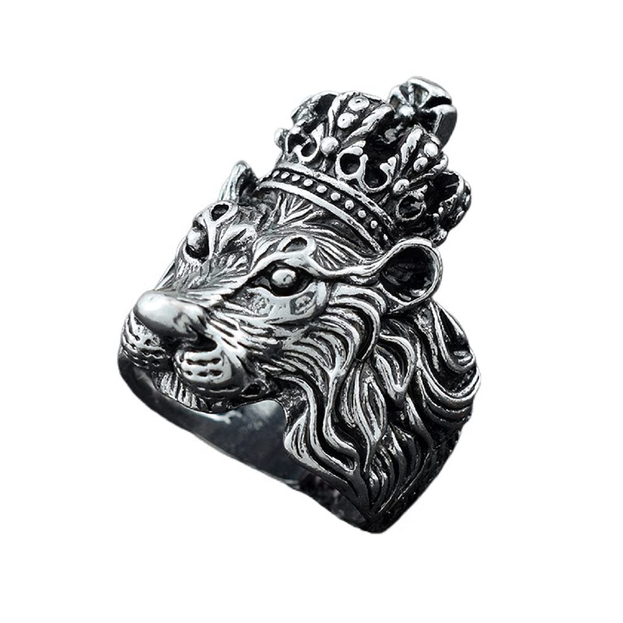Gothic Lion Crown Ring for Men - Punk Lion King Ring, Hip Hop Lion Head Jewelry, Viking Cross Ring - Retro Rock Animal Ring for Men - Perfect for Gothic Fashion, Punk Style, and Hip Hop Accessories