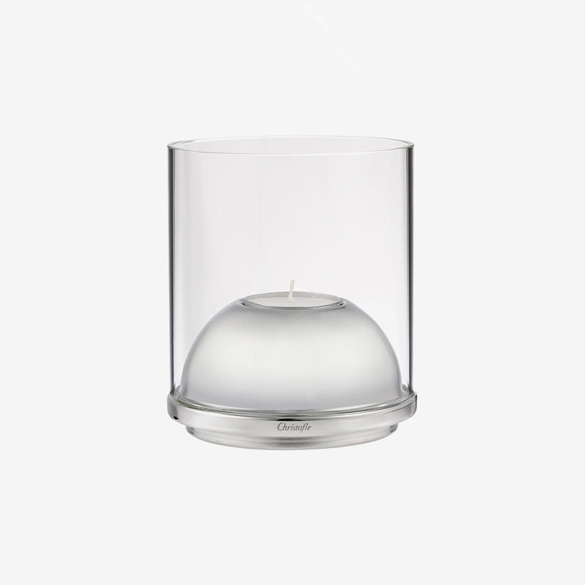 Christofle Oh De Christofle Hurricane Candle Holder - Stainless Steel & Glass Candle Holder for Home Decor, Wedding Centerpiece, and Romantic Dinner Ambiance