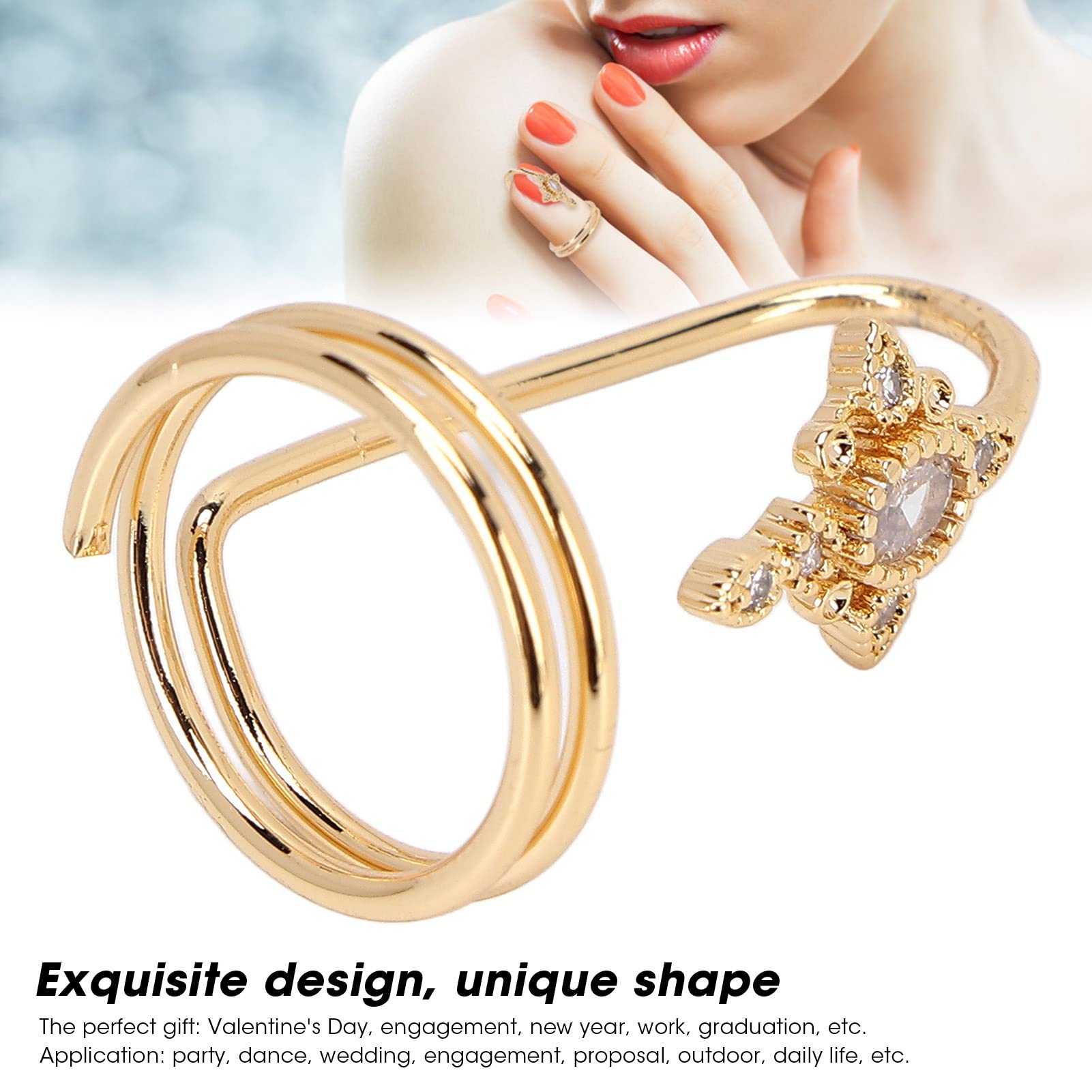 Fashionable Women's Finger Nail Rings - 3057 Gold Knuckle Rings, Nail Cover Jewelry for Manicure & Nail Art Decorations | Perfect for Daily Wear, Parties, and Special Occasions