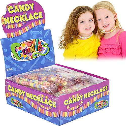 Stretchable Candy Necklace - 24-Pack Multicolor Fruit-Flavored Chewy Party Favors for Kids Birthday, Halloween & School Events | Fun Edible Jewelry for Celebrations