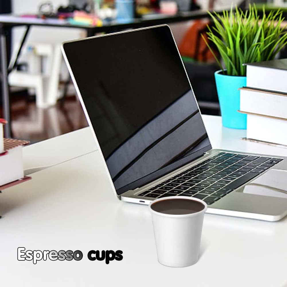 100 Pack 3 oz Disposable Paper Cups - White Bathroom & Mouthwash Cups for Home, Office, and Travel Use