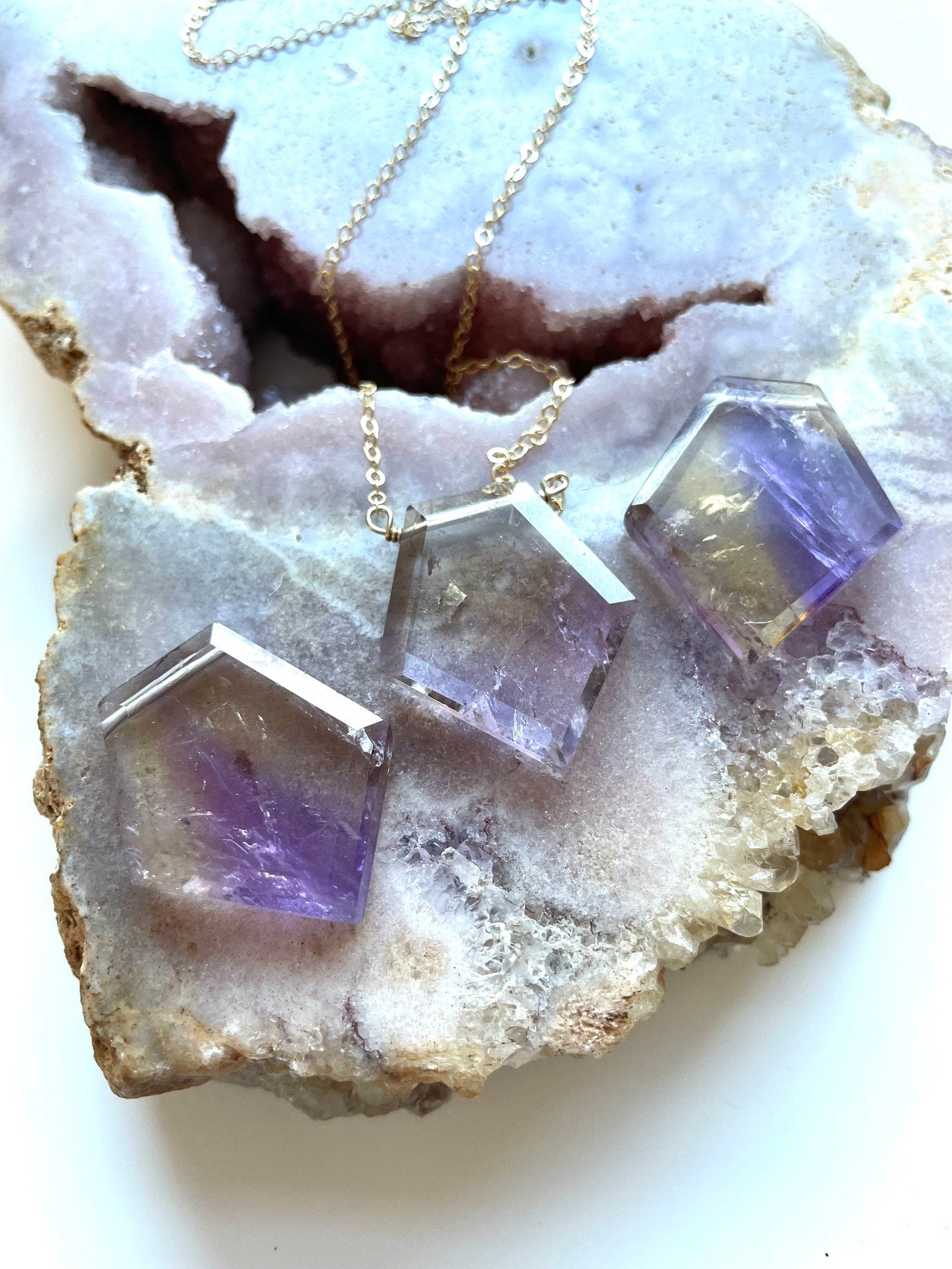 Large Ametrine Statement Pendant Necklace - Raw Natural Crystal Jewelry - 14K Gold Filled or Sterling Silver - Perfect for Boho Fashion, Wedding Accessories & Gift Giving