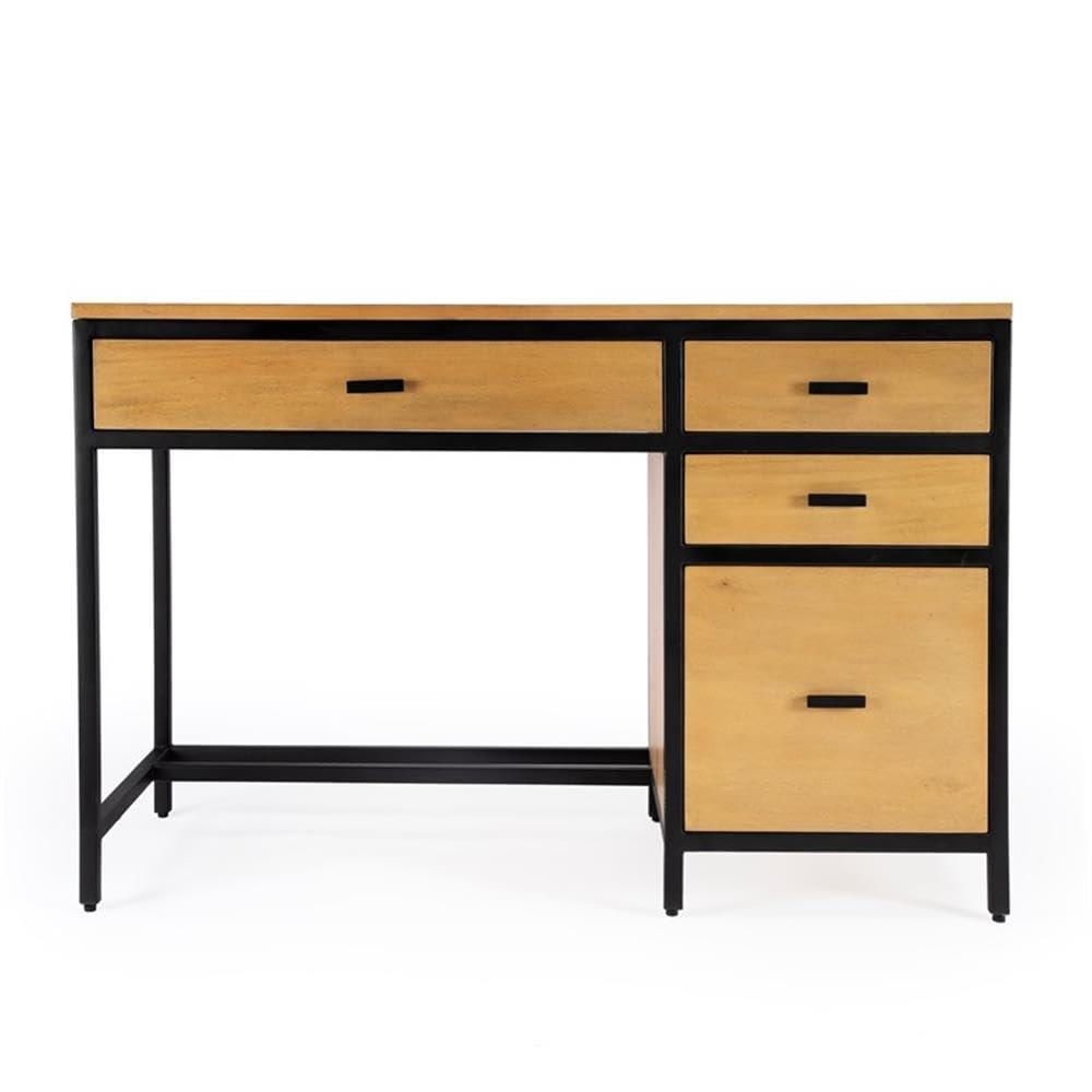 Butler Specialty Company Hans Natural Wood Storage Desk - Stylish Home Office Desk with Ample Storage Space for Study, Work, and Organization