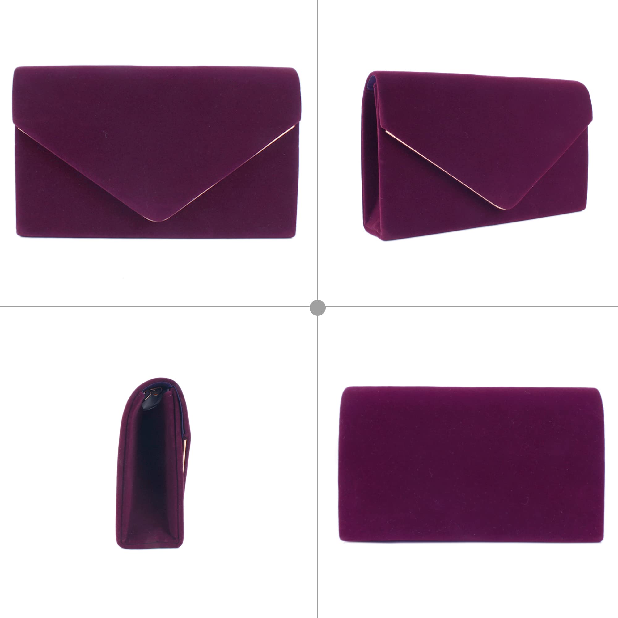 Aisi Women's Velvet Handbag - Elegant Envelope Evening Clutch with Chain Strap, Crossbody Purse for Party, Wedding & Special Occasions | Perfect Bridal Accessory & Night Out Essential