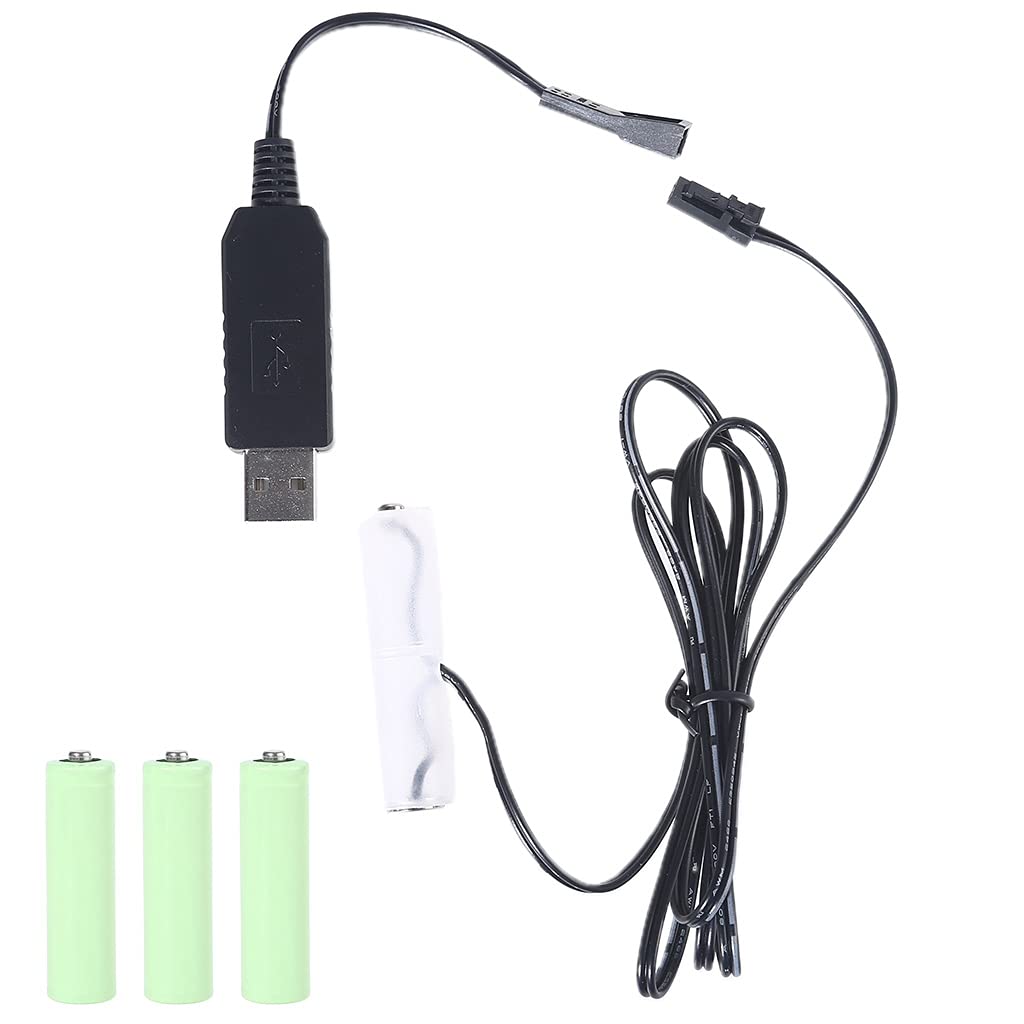 USB to AA Battery Eliminator Cable - Replace 1-4x 1.5V AA Batteries for Beard Trimmer, Electric Toothbrush, Makeup Mirror, Gameboy - Portable Power Solution for Travel & Home Use