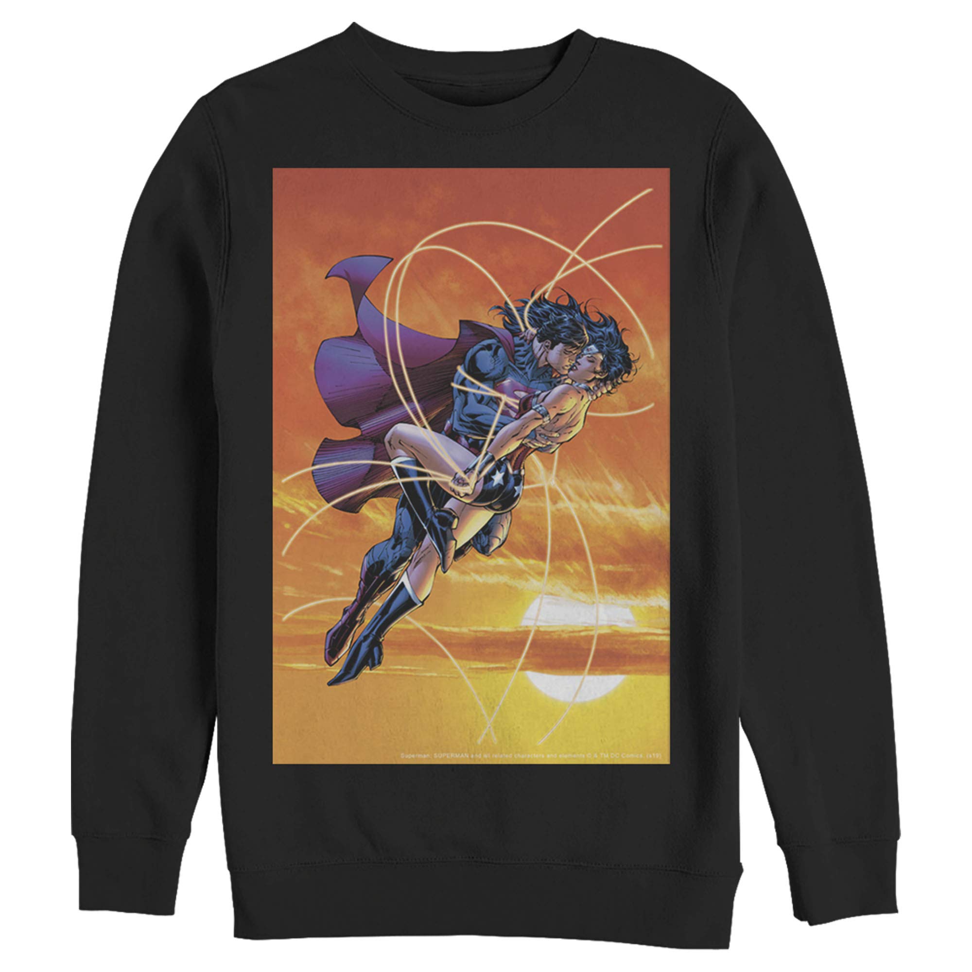 Superman Wonder Woman Kiss Graphic Sweatshirt for Men - Casual Superhero Hoodie for Fans, Gifts & Comic Con Events
