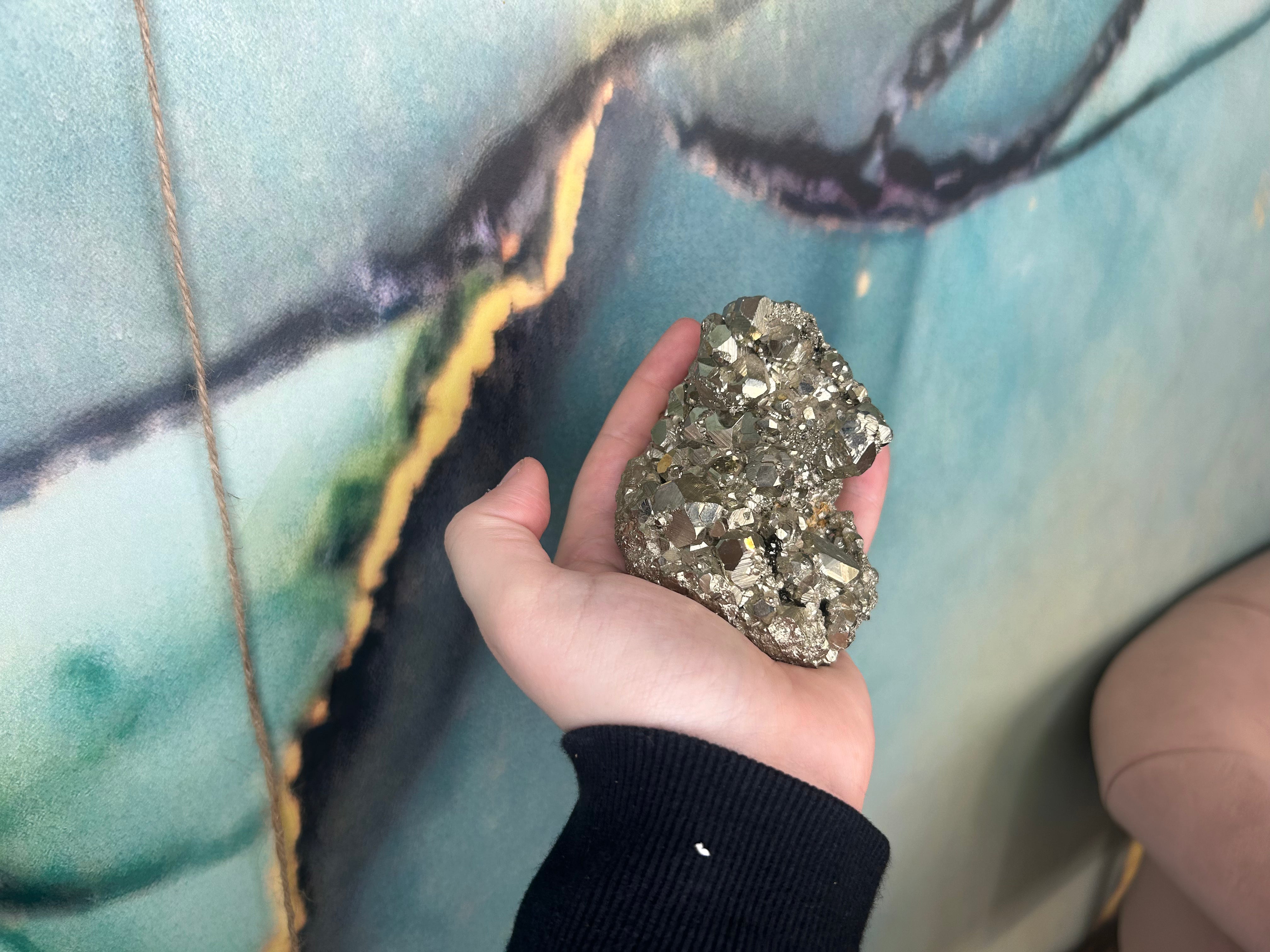Natural Large Pyrite Cluster - Raw Mineral Specimen for Crystal Healing, Home Decor & Gift (5-7 Inches) | Perfect for Meditation, Feng Shui & Mineral Collections