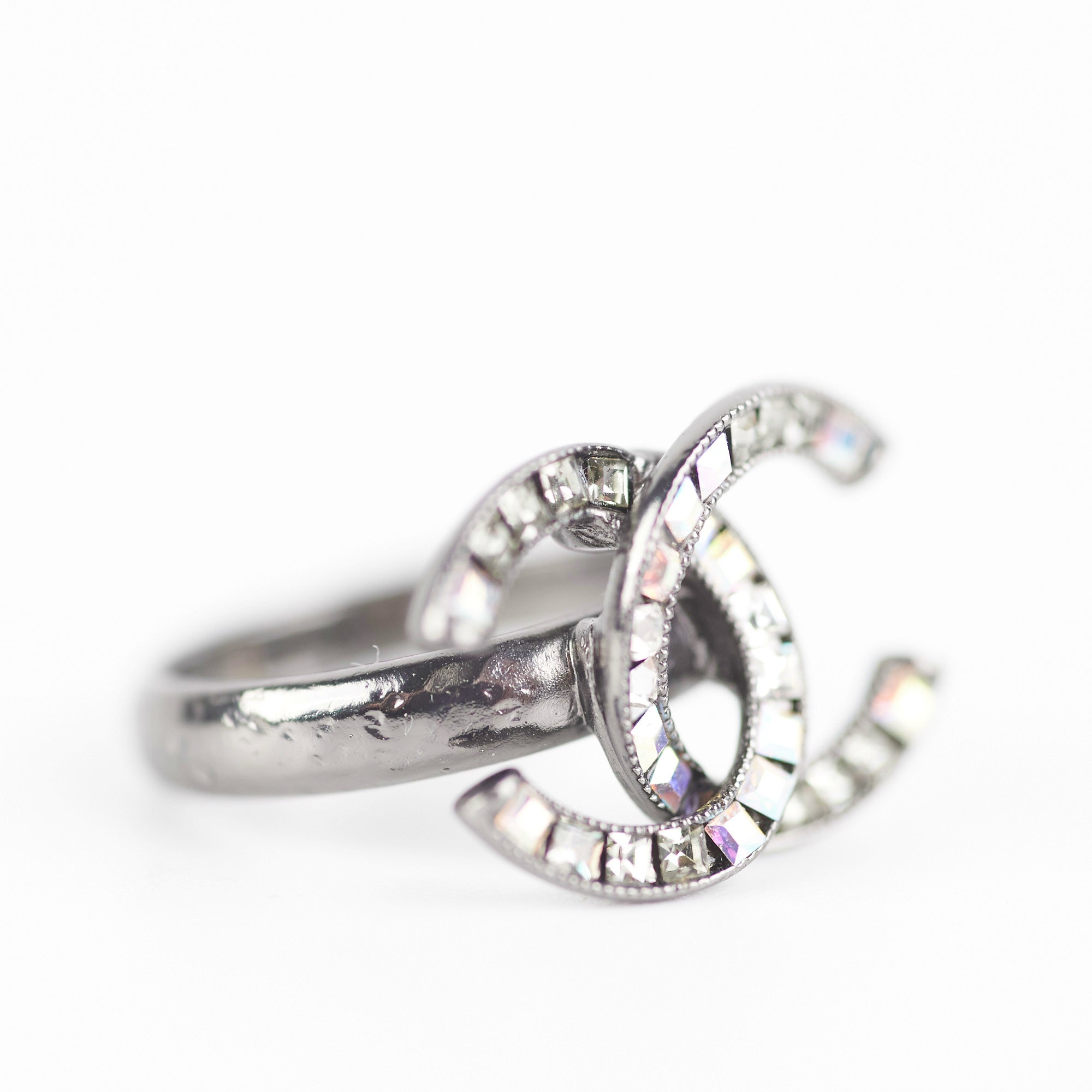 Chanel CC Crystal Logo Ring - Elegant Costume Jewelry for Women | Perfect for Parties, Weddings & Special Occasions