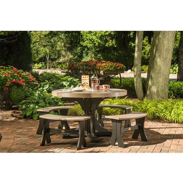 4 ft Round Table - Durable Poly Plastic Outdoor/Indoor Dining Table for Patio, Garden, or Restaurant Use